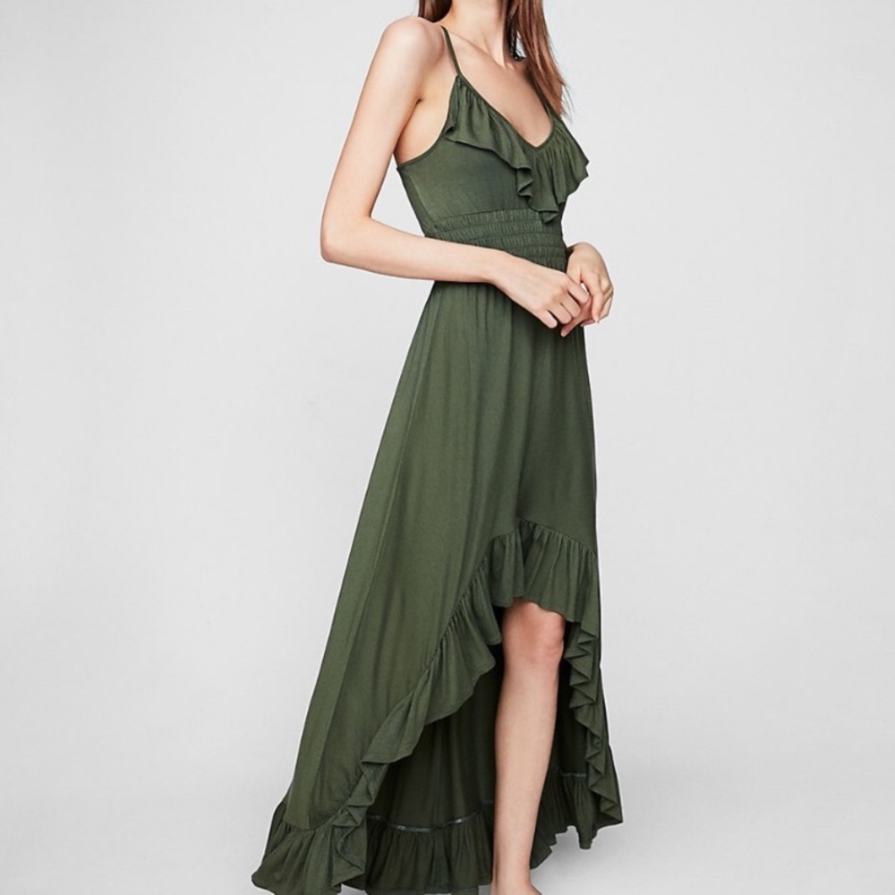 BLACK Express Ruffle High Low Dress